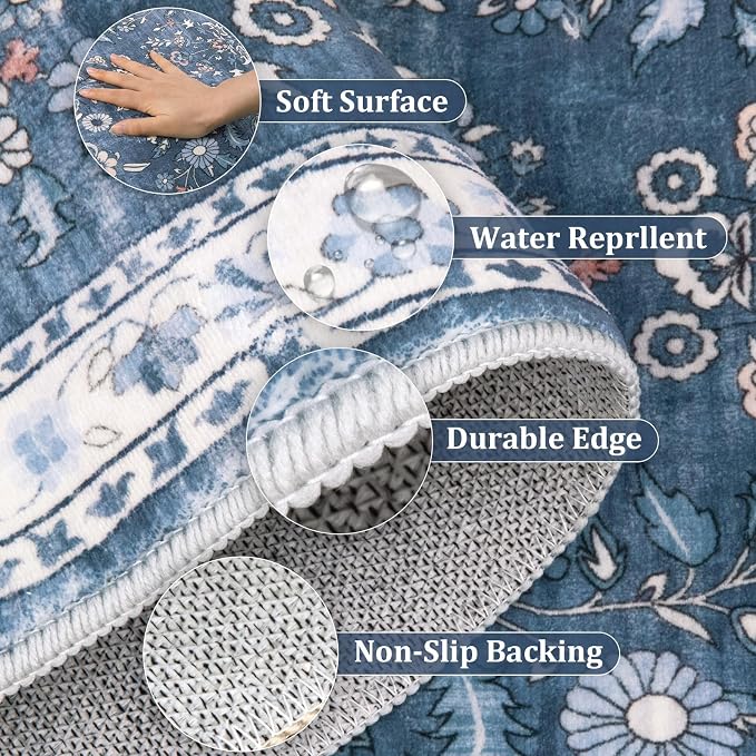 Yamaziot Washable Runner Rug 2x10 – Floral Non Slip Boho Hallway Runner Rug