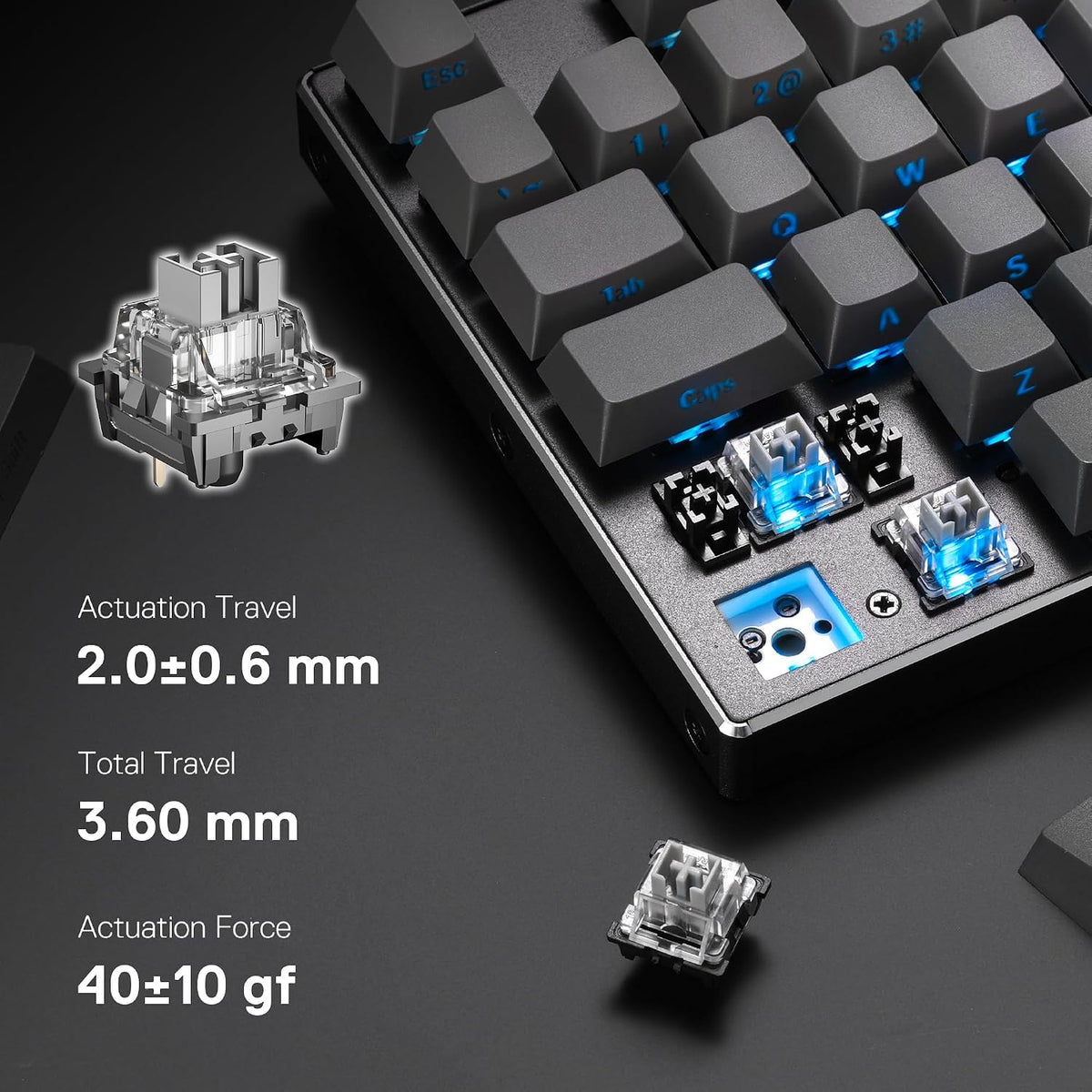 Redragon K556 PRO Wireless RGB Gaming Keyboard, Aluminum Board, PBT Keycaps