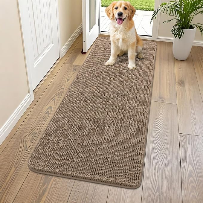 Smiry Dog Door Mat for Muddy Paws 59x24, Absorbent Dirt Trapper, Non-Slip
