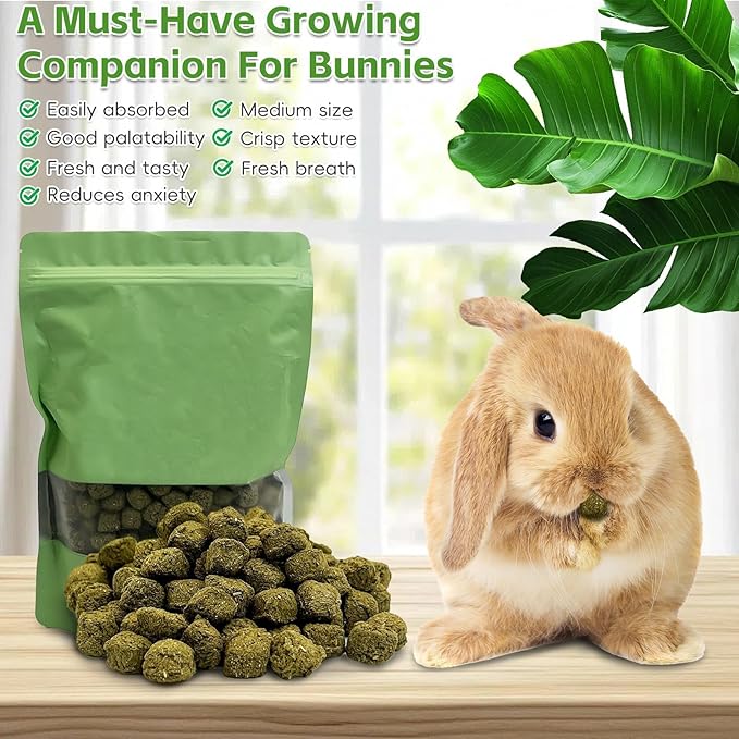 PINVNBY 2 PCS Rabbit Timothy Hay Cubes - 14oz, Natural Chew Toys for Rabbits, Guinea Pigs, Chinchillas & Small Animals