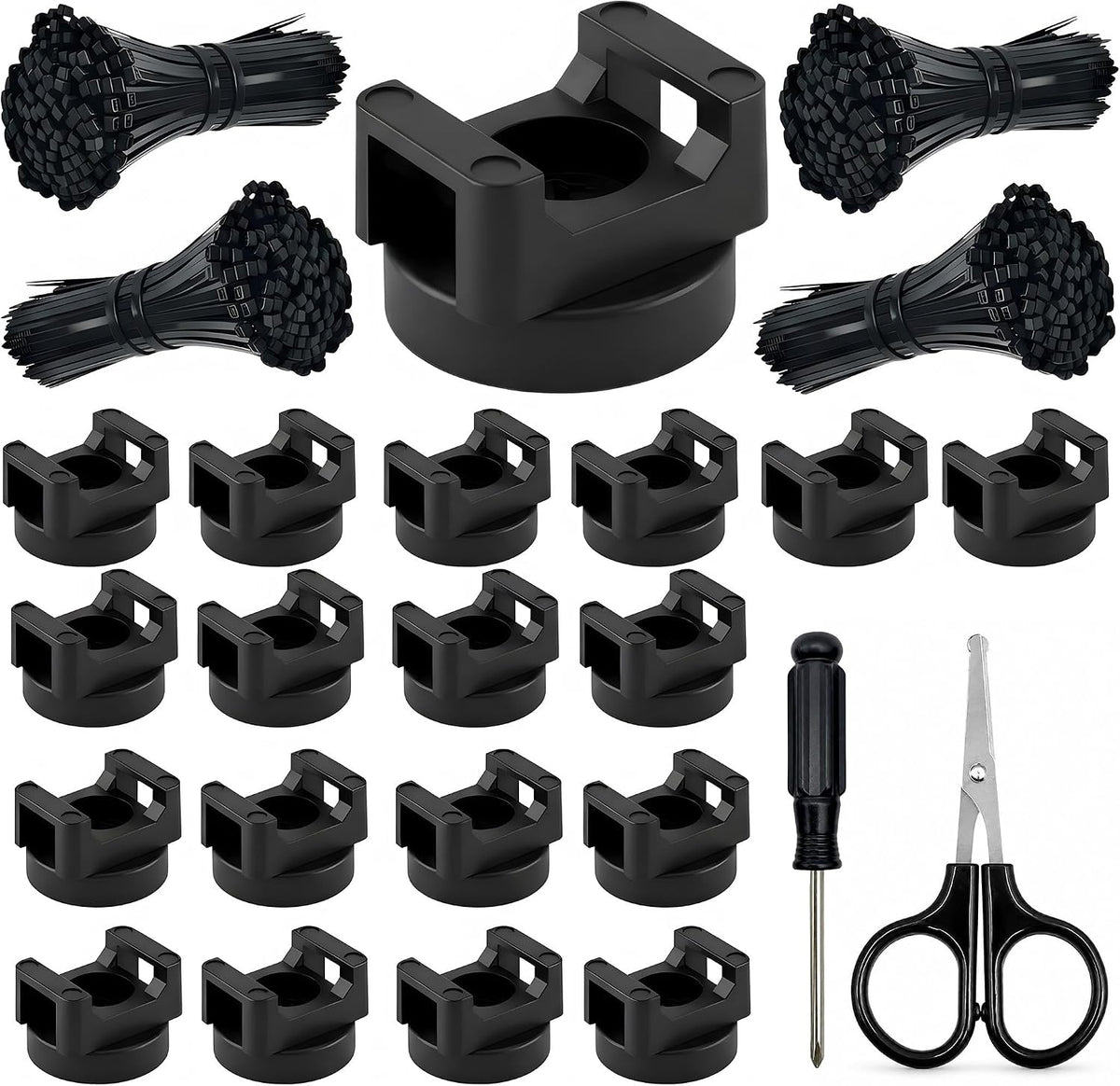 Magnetic Zip Tie Mounts, 26 Pack Magnetic Cable Tie Mounts with 200 Zip Ties, Rotating No-Drill Cable Management Organizer for Server Rack, Electrical Panel, Metal Desk, Strong Magnetic Wire Holders