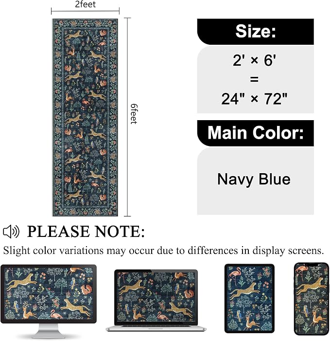 DUKINO 2x6 Rug for Hallway, Washable Kitchen Runner Rug