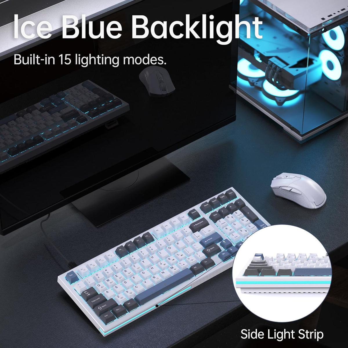 KEMOVE K98SE Mechanical Gaming Keyboard, 98 Keys LED Backlit Programmable, 96% Wired Computer Keyboard with Double Sound Dampening Foam, Pre-lubed Brown Switch