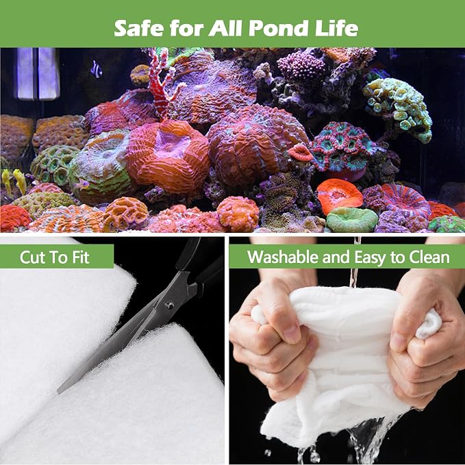 Classic Pond Filter Pad Aquarium Media 18"x72"x1", 9 Ft² White Thicker Reusable