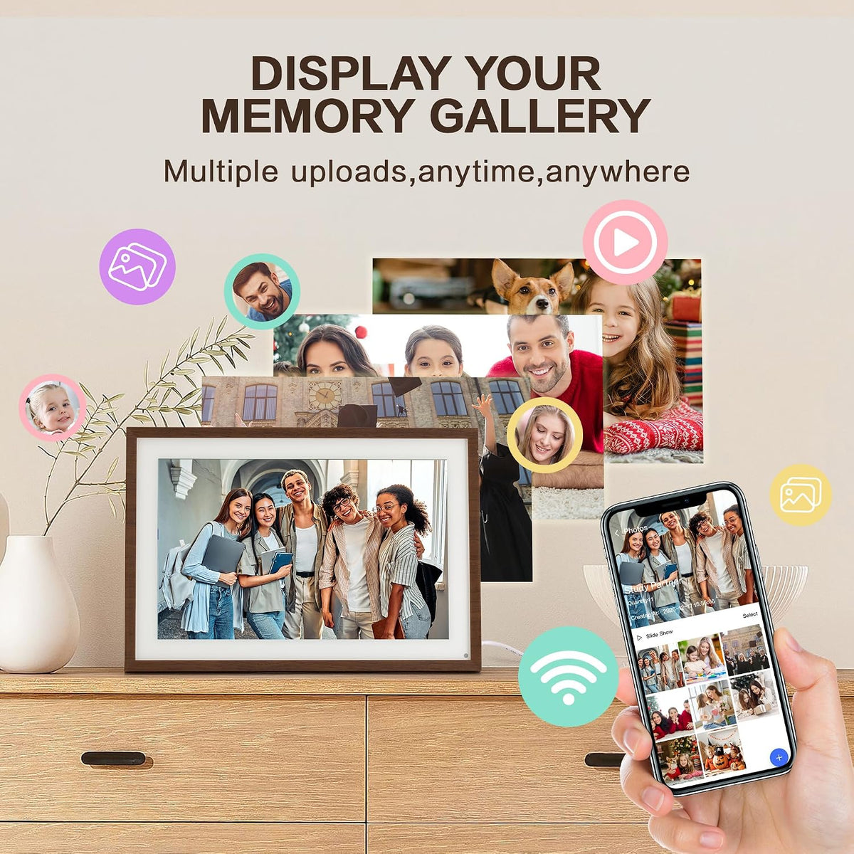 10.1 Inch Digital Calendar, Smart Electronic Calendar with HD Touch Screen - Digital Family Planner with Chore Chart, Meal Planner & Photo Frame, Multi-Calendar Sync