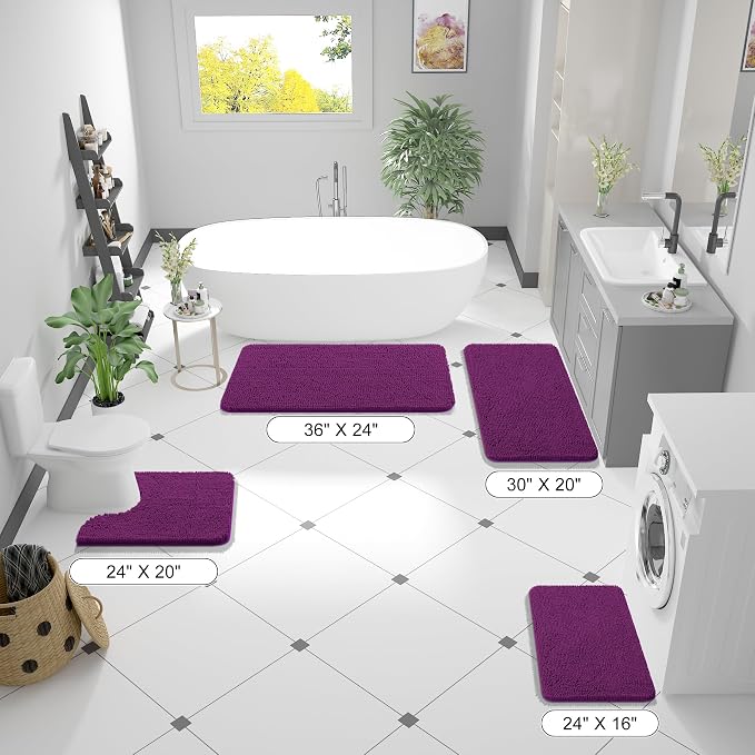 OLANLY Bathroom Runner Rugs 44x24, Extra Soft Absorbent Chenille Bath Rugs