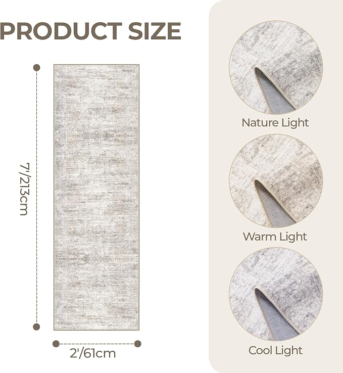 2x7 Runner Rug Non Slip, Thin Entryway Washable Rug