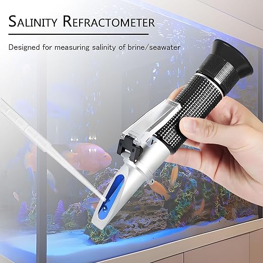 Seawater Salinity Refractometer,V-Resourcing Automatic Temperature Compensation Sea Water Salinity Measurer for Aquarium, Hydrometer, 0-100ppt & 1.000-1.070 Salinity Specific Gravity