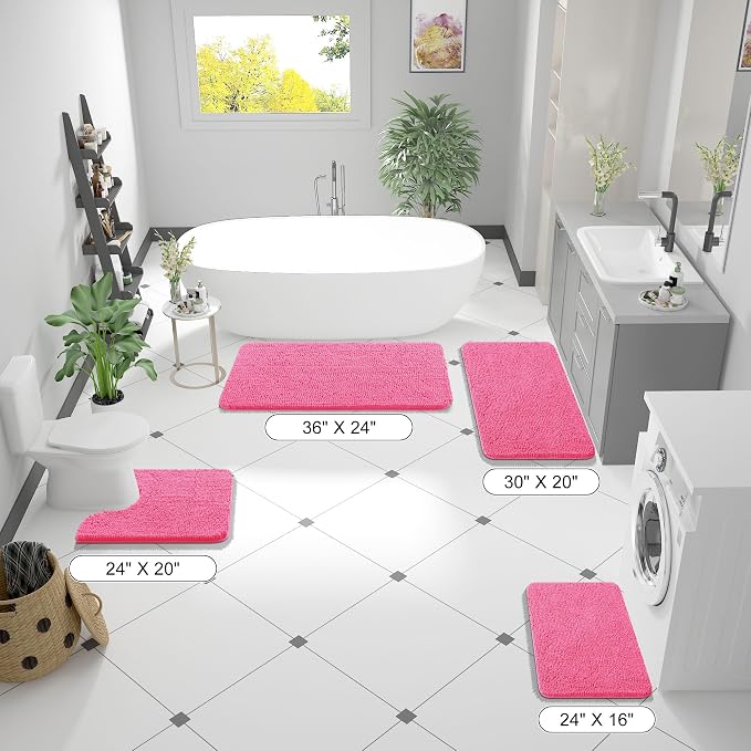 OLANLY Bathroom Runner Rugs 59x24, Soft Absorbent Chenille Bath Rugs, Rubber