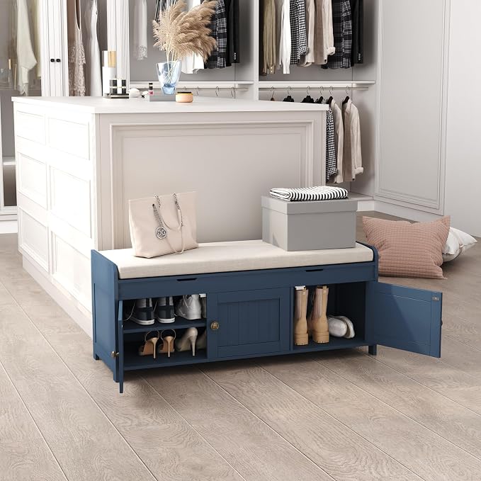 HOMEFORT 41.3" Shoe Bench with Lift Top Storage, Entryway Bench with Cushioned