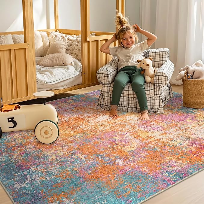 RELEANY Washable Area Rugs 6'x9' Non-Slip Modern Abstract Soft