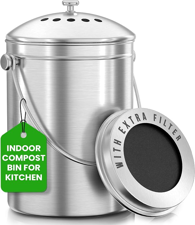 Utopia Kitchen Compost Bin for Kitchen Countertop, 1 Gallon Compost Bucket for