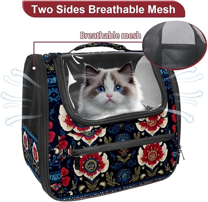 Motifs African Boho Paisley Floral (24) Pet Carrier Airline Approved Soft Sided Portable Cozy Travel Pet Bag, Car Seat Safe Carrier for Cats and Dogs