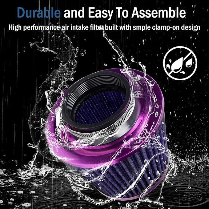 Universal Clamp-On Air Intake Filter, High Performance, Washable Filter