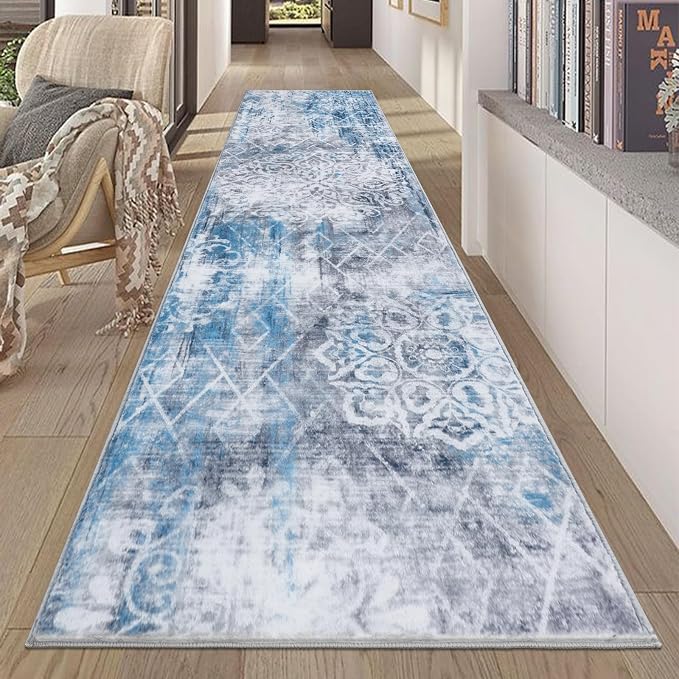 HEBE Hallway Runner Rug 2'x8' Washable Vintage Distressed Area Rugs Non Slip