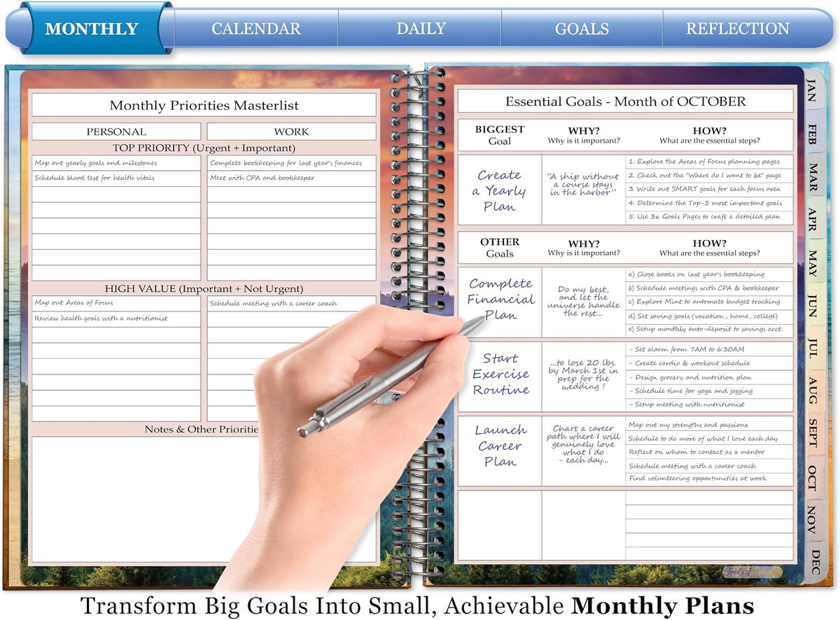 2027 Planner Weekly and Monthly 8.5x11 Hardcover 15 Months