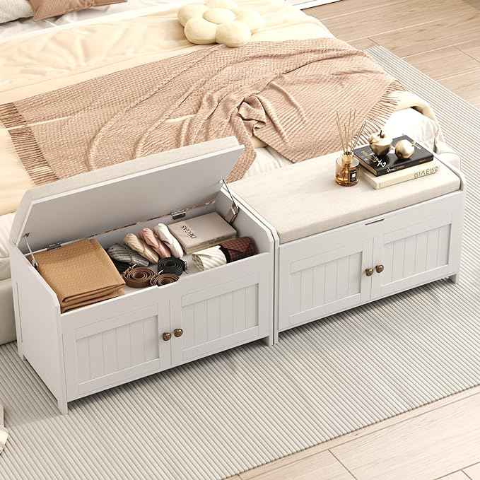 HOMEFORT 30" Shoe Bench with Lift Top Storage, Entryway Bench with Cushioned
