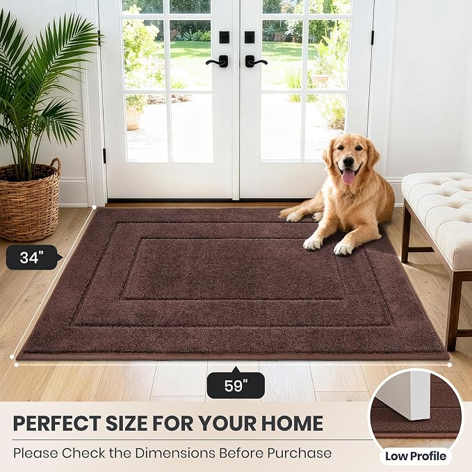PURRUGS Dirt Trapping Door Mat 34" x 59", Non-Slip/Skid Machine Washable