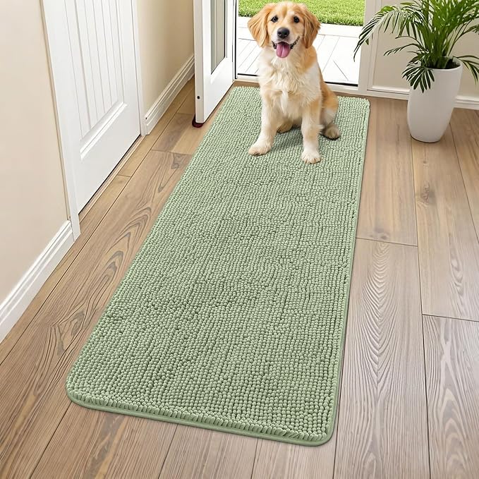Smiry Dog Door Mat for Muddy Paws 59x24, Absorbent Dirt Trapper, Non-Slip