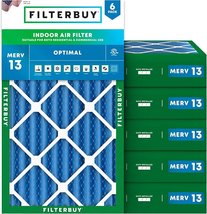 Filterbuy 10x30x4 Air Filter MERV 13 Optimal Smoke & Allergy Defense,