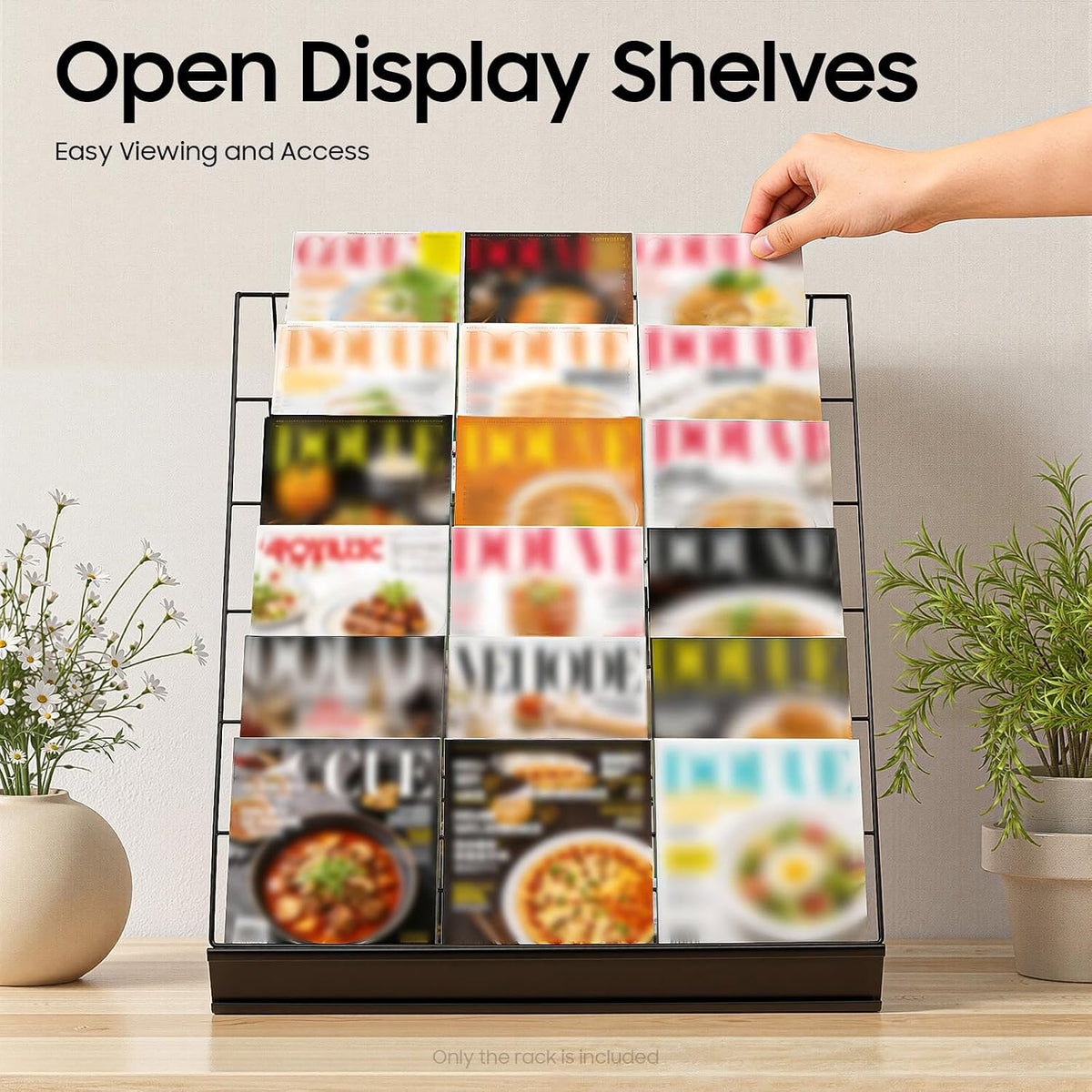 6 Tier Wire Book Display Rack Shelf, Black Book Signing Rack Tabletop Magazine Comic Display Racks for Library Classroom Picture Literature Brochure, Card Shelf Holder Stand 18" x 11" x 17.5"
