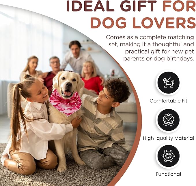 No Pull Harness and Leash Set - 6-in-1 Adjustable Vest Harness and Collars for Medium and Large Dogs. (Military Pink, Extra Small)