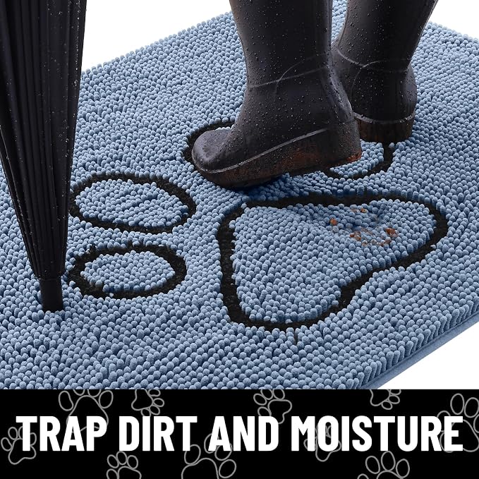 Smiry Dog Door Mat for Muddy Paws, Absorbent Dirt Trapper Non Slip Quick Dry