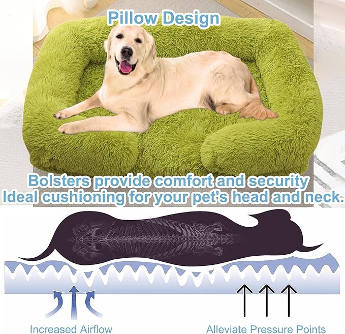 Dog Beds Large Sized dog Orthopedic, Sofa Dog Bed with Waterproof Lining and Nonskid Bottom, Rectangle Washable Dog Bed for Medium Small Dogs and Cats Comfortable ( Color : Green , Size : 51 x 35" )