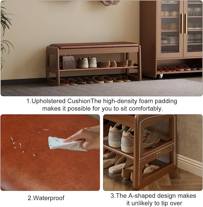 AQIMUELE Shoe Rack Bench, 2 Tiers Shoe Bench