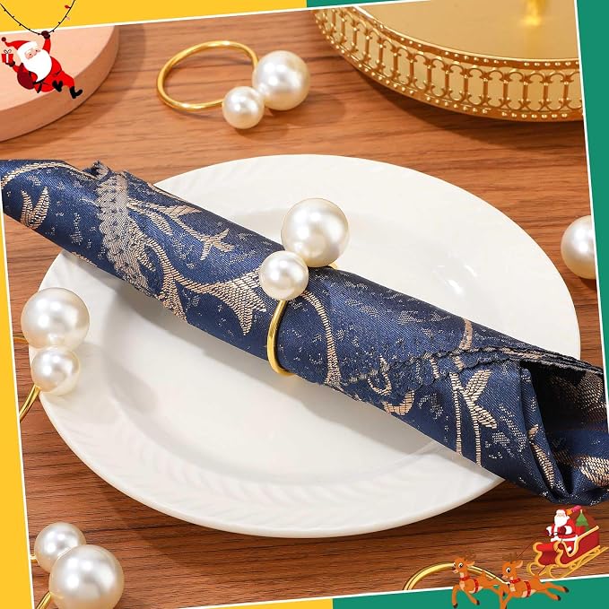 Sliner 24 Pcs Pearl Napkin Rings
