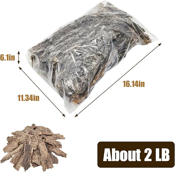 VCEPJH Reptile Bark Bedding,2 LB Natural Cork Bark for Reptiles Flat Cork Wood Terrarium Substrate Tank Supplies for Snake Spiders Bearded Dragons Hermit Crabs Geckos