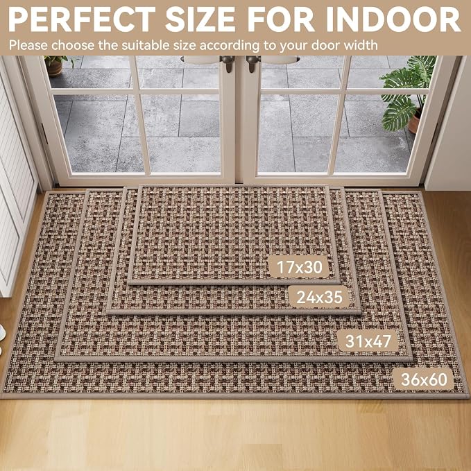Indoor Door Mat 36x60 Dirt Resistant and Absorbent, Non-Slip Rubber Backing