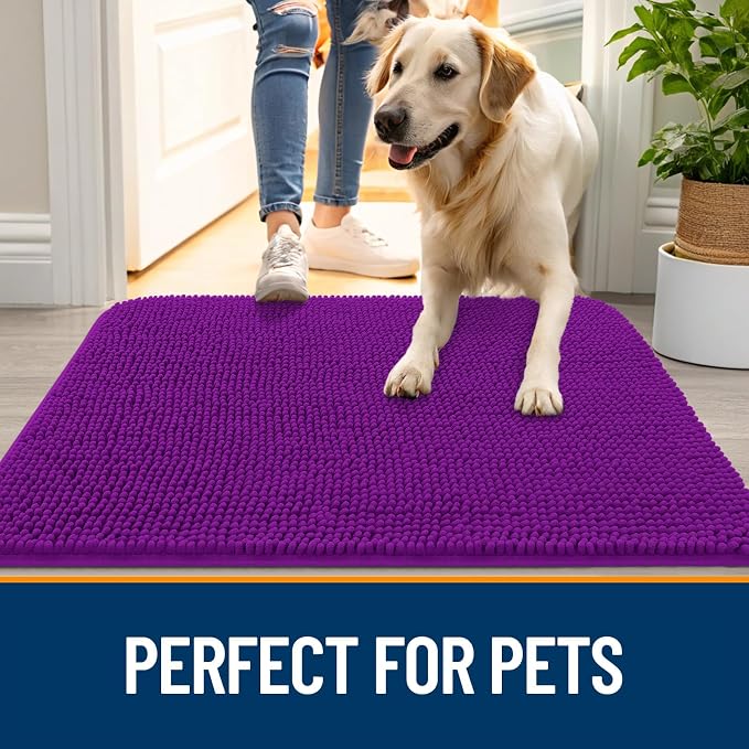 OLANLY Dog Door Mat for Muddy Paws 54x32, Absorbs Moisture and Dirt, Absorbent