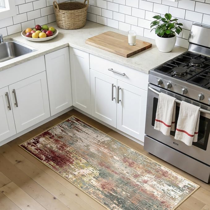 RELEANY Washable Area Rugs 2'x5' Non-Slip Modern Abstract Soft