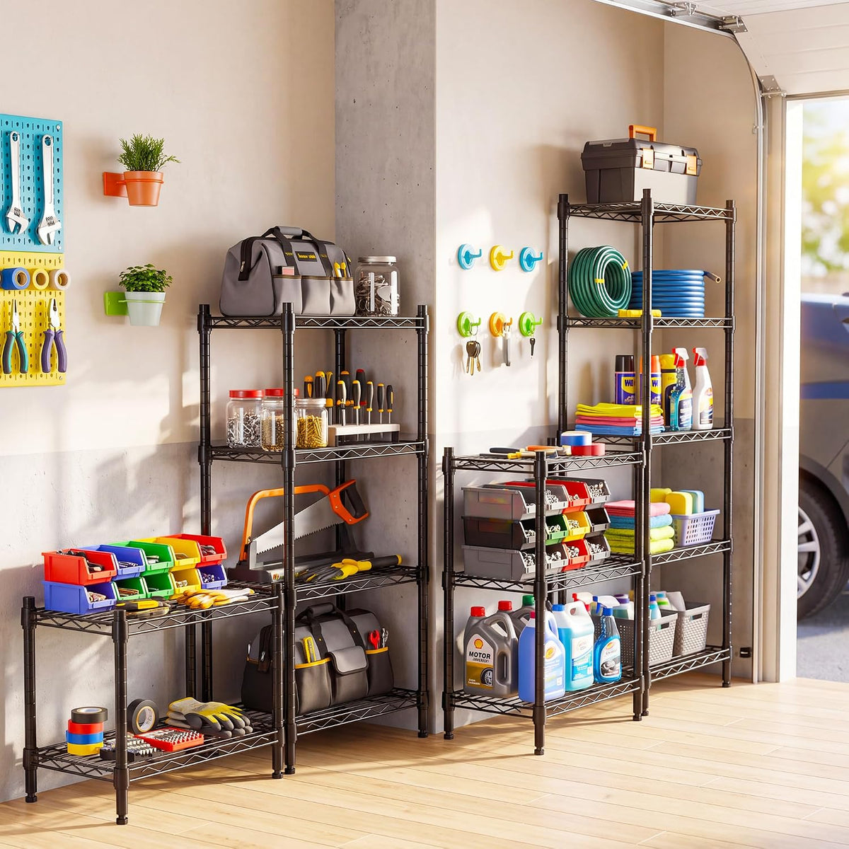 2-Tier Storage Shelf, Heavy Duty Adjustable Organizer Rack, Black