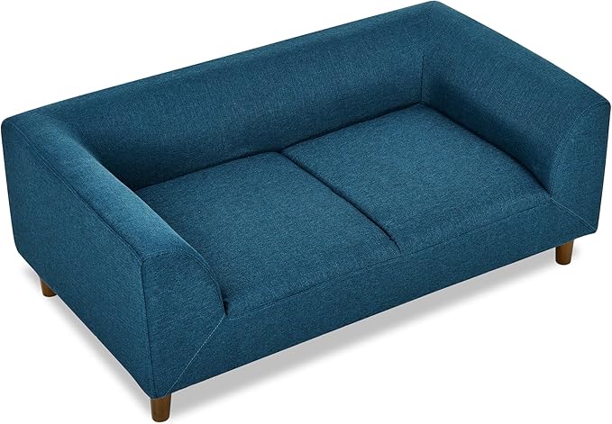 39x25 Inch Large Dog Sofa, Modern Jumbo Pet Couch Made Made by Linen with Armrest and Backrest - Indoor Elevated Dogs Chaise Bed for Doggy up to Medium and Large (Blue)