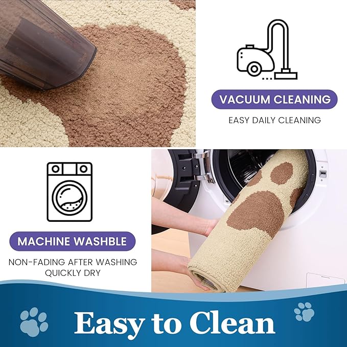 Buganda Dog Door Mat for Muddy Paws, Absorbent Dirt Trapper Washable Indoor Doormats, Non Slip Low-Profile Mud Mat for Dogs, Front Entrance Doormat for Inside Floor (30x20 Inches, Light Beige)