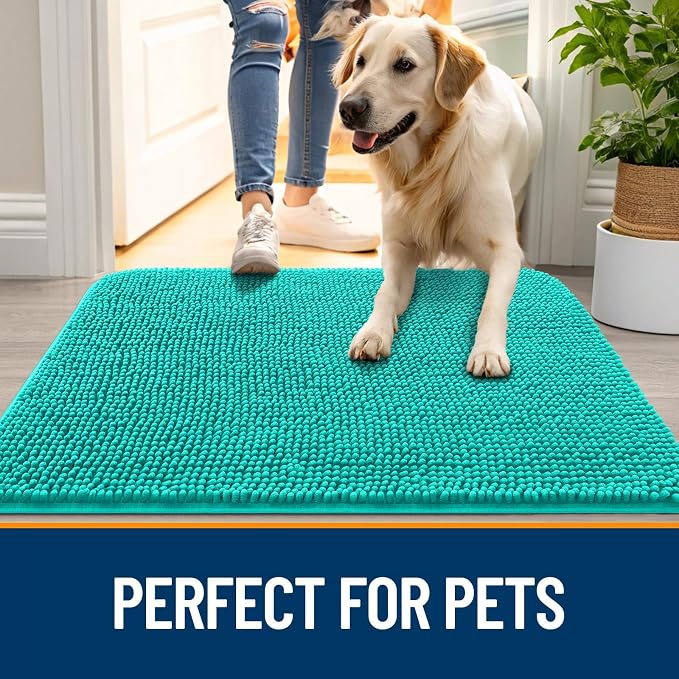 OLANLY Dog Door Mat for Muddy Paws 48x30, Absorbs Moisture and Dirt, Absorbent