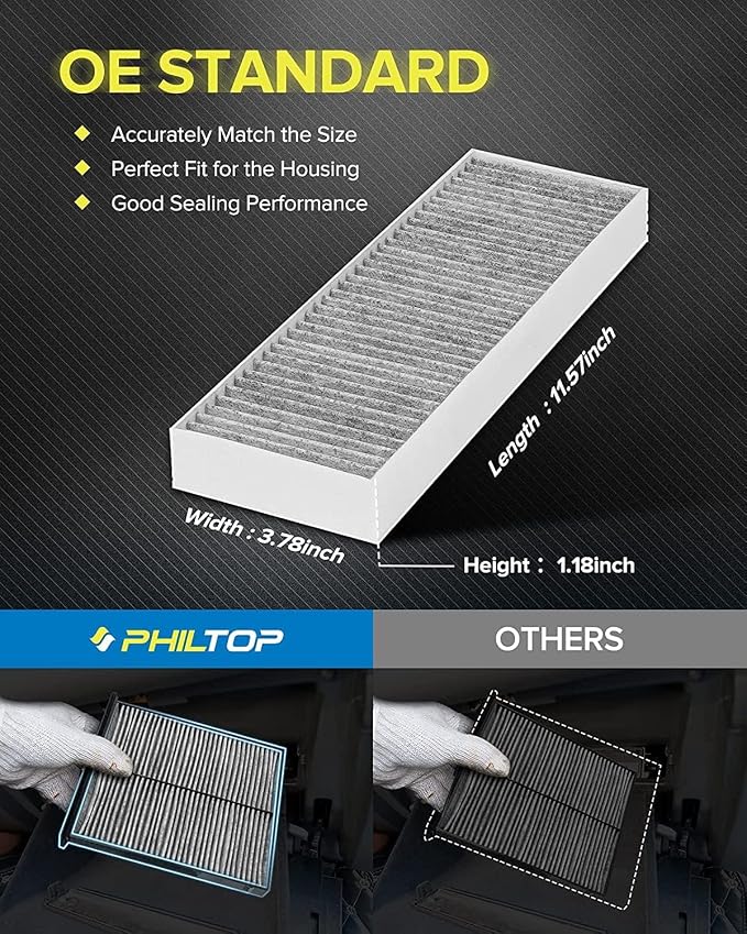 PHILTOP Cabin Air Filter w/Activated Carbon, Compatible