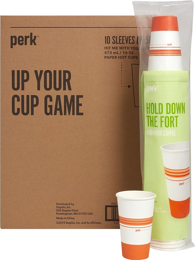 Staples Perk 16 Oz Paper Hot Cups