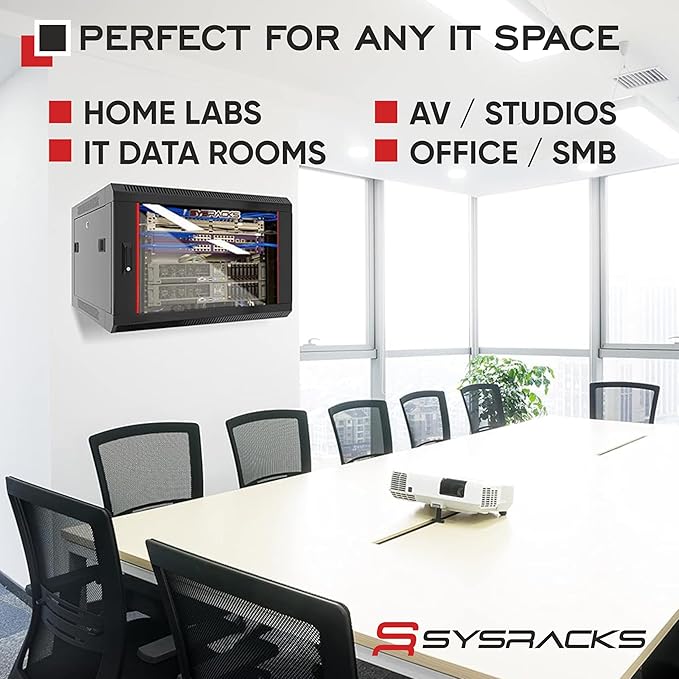 Sysracks 9U Wall Mount Server Rack Cabinet, 19” Locking Network Rack, 24” Deep