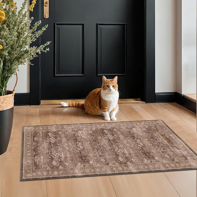 Brown 2x4 Entryway Runner Rugs, Small Runners