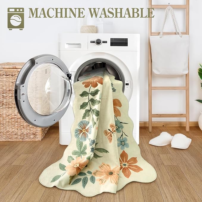 Lahome Floral Washable Runner Rug, Boho Ultra-Thin Kitchen Runners