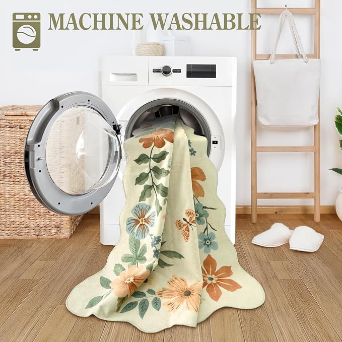 Lahome Floral Entryway Rug, 2x4 Washable Kitchen Rugs Non Slip Ultra-Thin