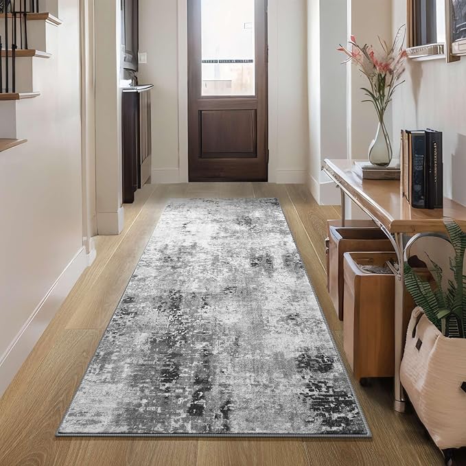 Ompaa 2x6 Rug Runners for Hallways Kitchen Runner Rug Non Slip Washable Grey
