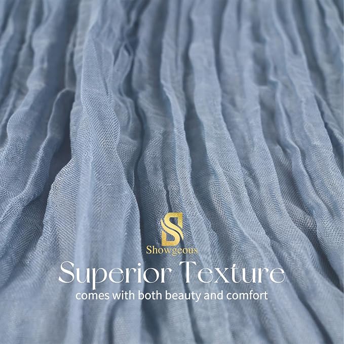 Showgeous 4 Pack Dusty Blue Cheesecloth Table Runner, 17 x 108 Inches | Boho