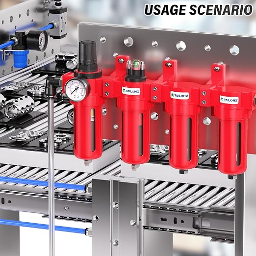 TAILONZ PNEUMATIC 0-150PSI 1/2 Inch NPT Red Industrial Grade 4 Stage Air Drying