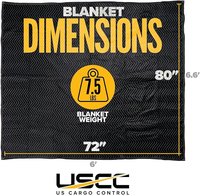US Cargo Control 95 lb/Dozen, Machine Washable 80"x72" Large Heavy Duty Moving Blanket, MBSUPREME95 Supreme Mover, 4-Pack