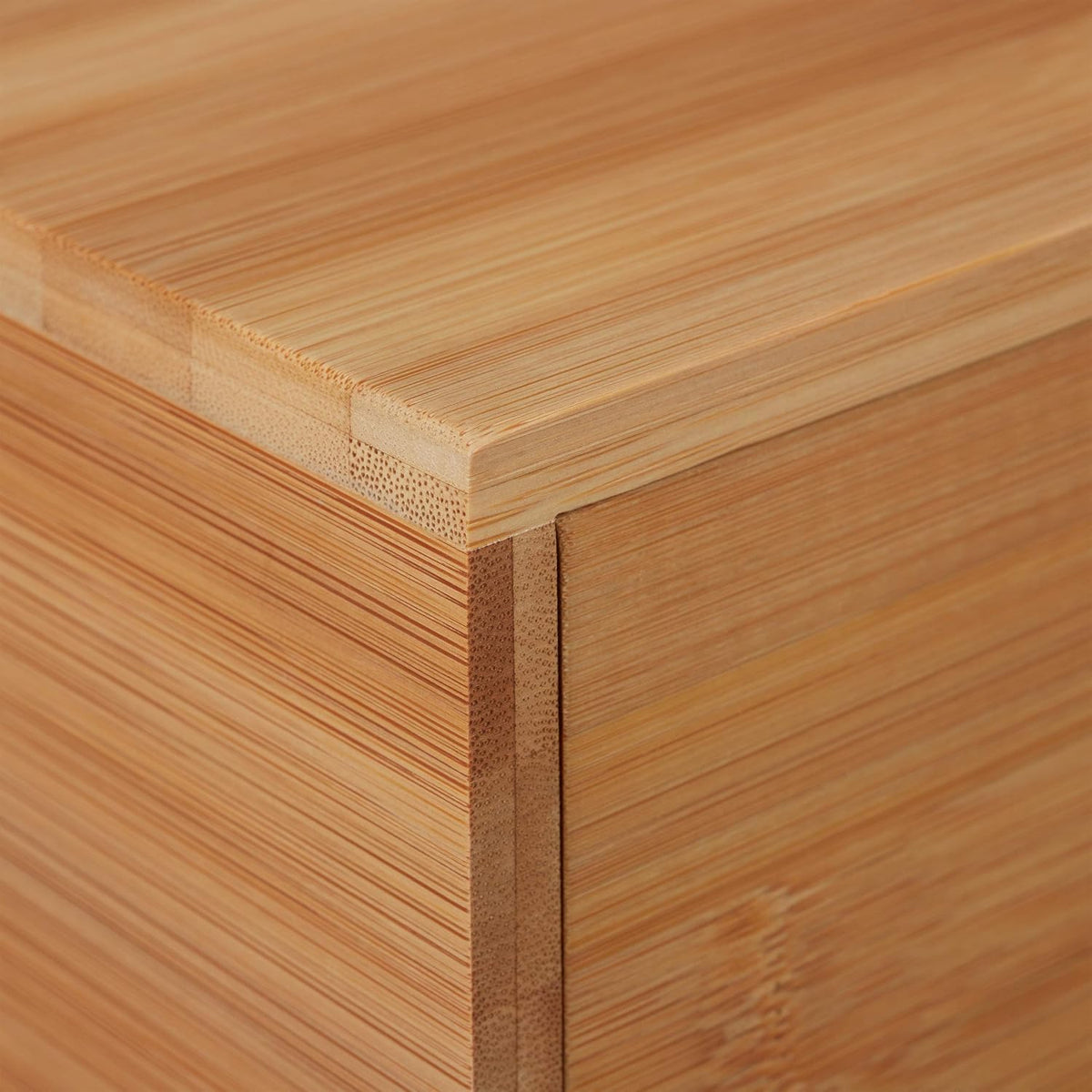 Relaxdays Desk Organiser, 3, Office Utensils, Bamboo Shelf, Drawer Box, HBT 26 x 30 x 31 cm, Natural, 1 Item