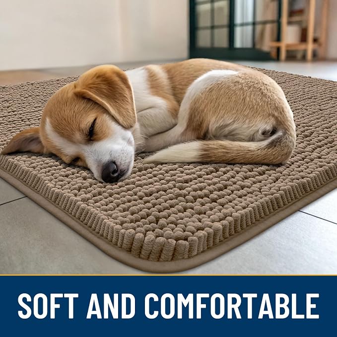 Smiry Dog Door Mat for Muddy Paws 30x20, Absorbent Dirt Trapper, Non-Slip